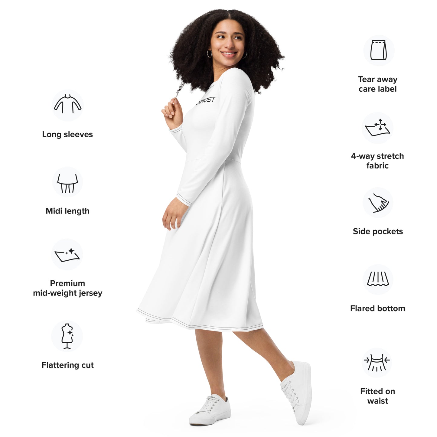 long sleeve midi dress